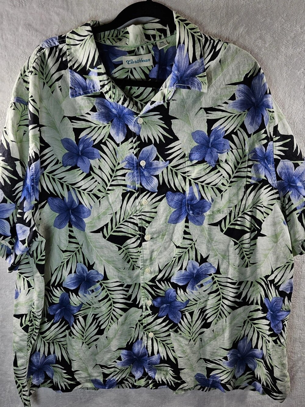 Caribbean Floral Tropical Shirt Men's Short Sleeve Size 3XB Resort Vacation